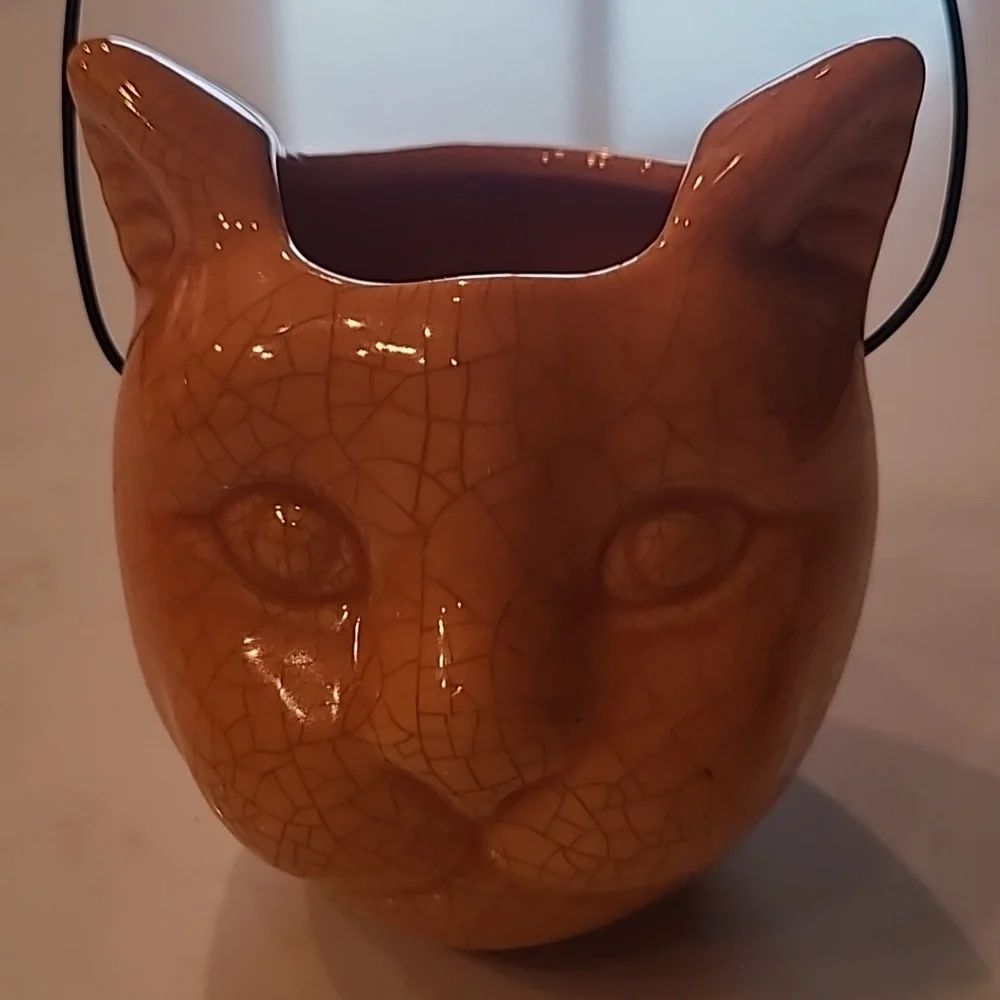 Pottery Barn Vintage Ceramic Cat Head Decor